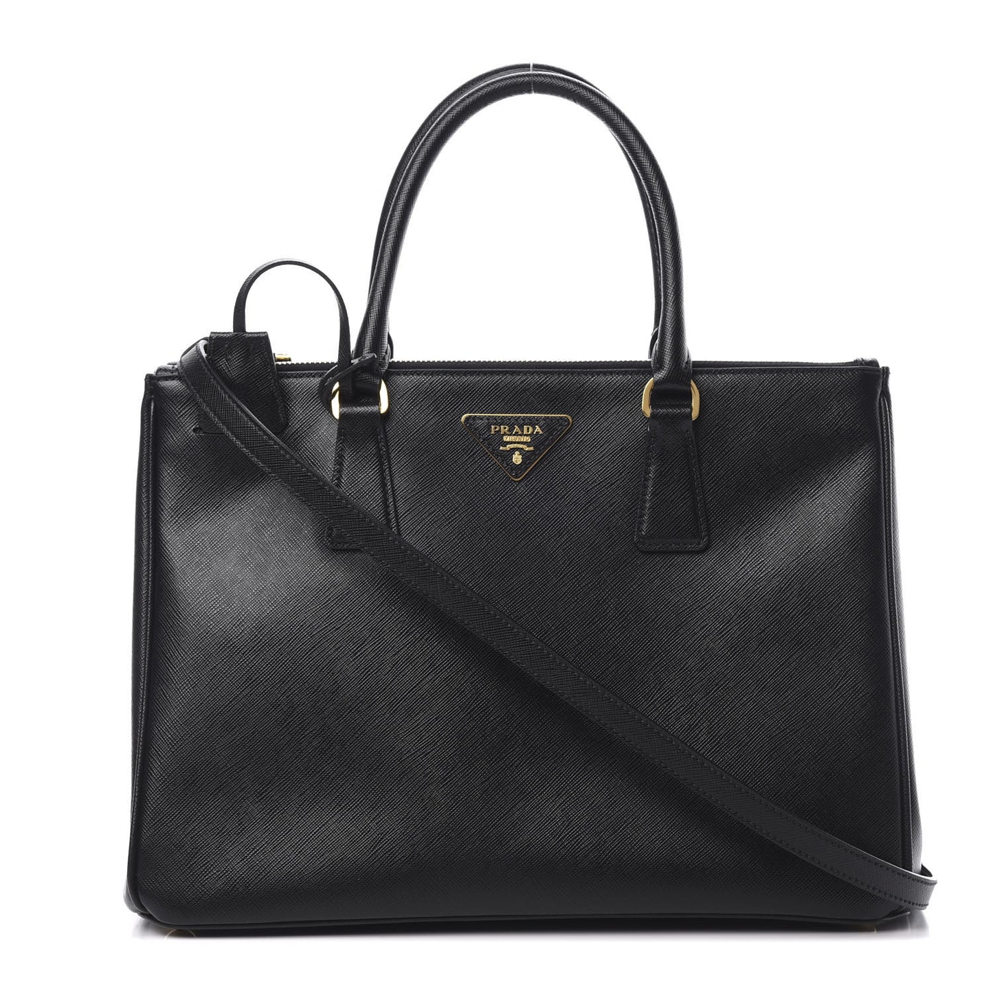 Saffiano Medium Galleria Double Zip Tote Black