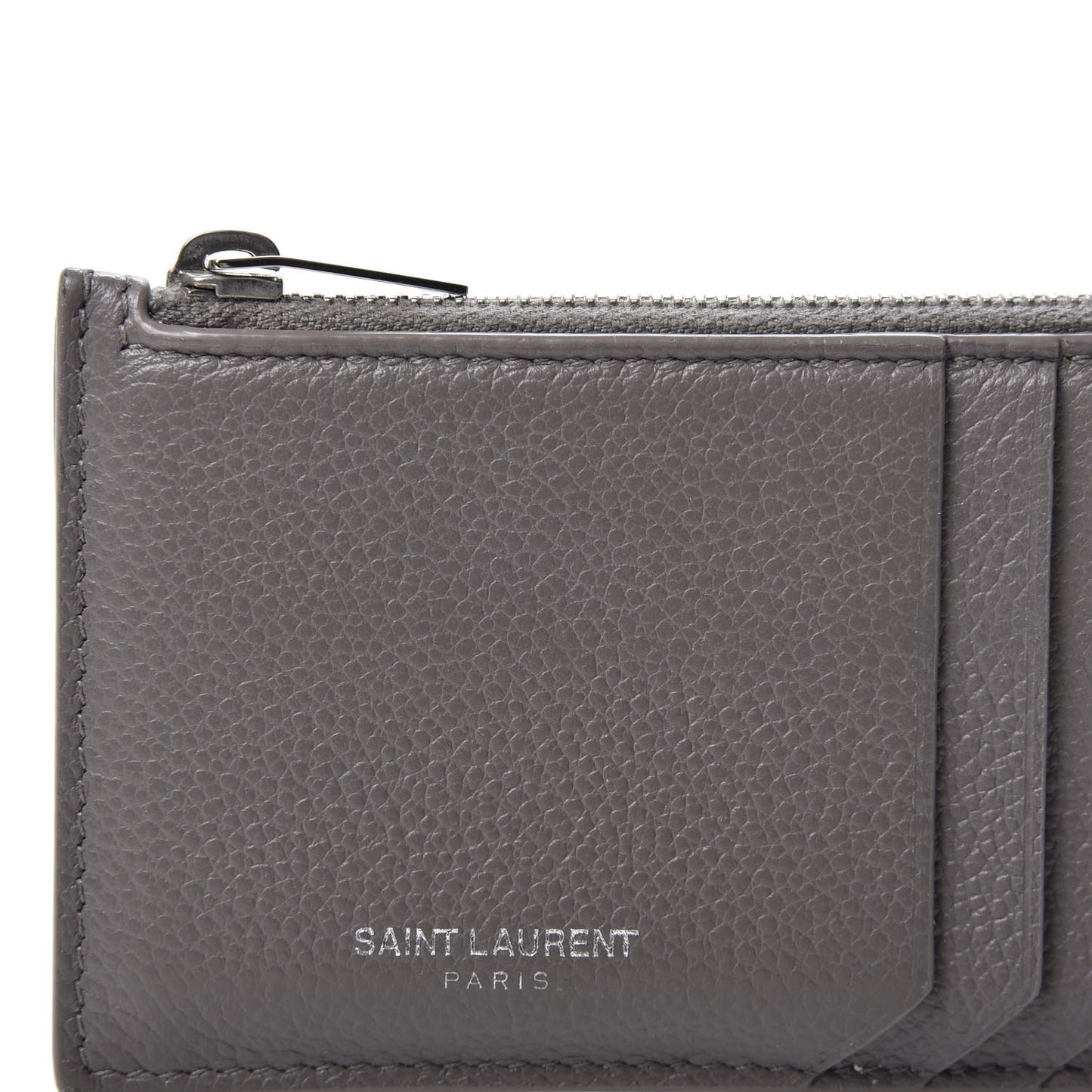 Grained Calfskin 5 Fragments Zip Pouch Card Holder Earth