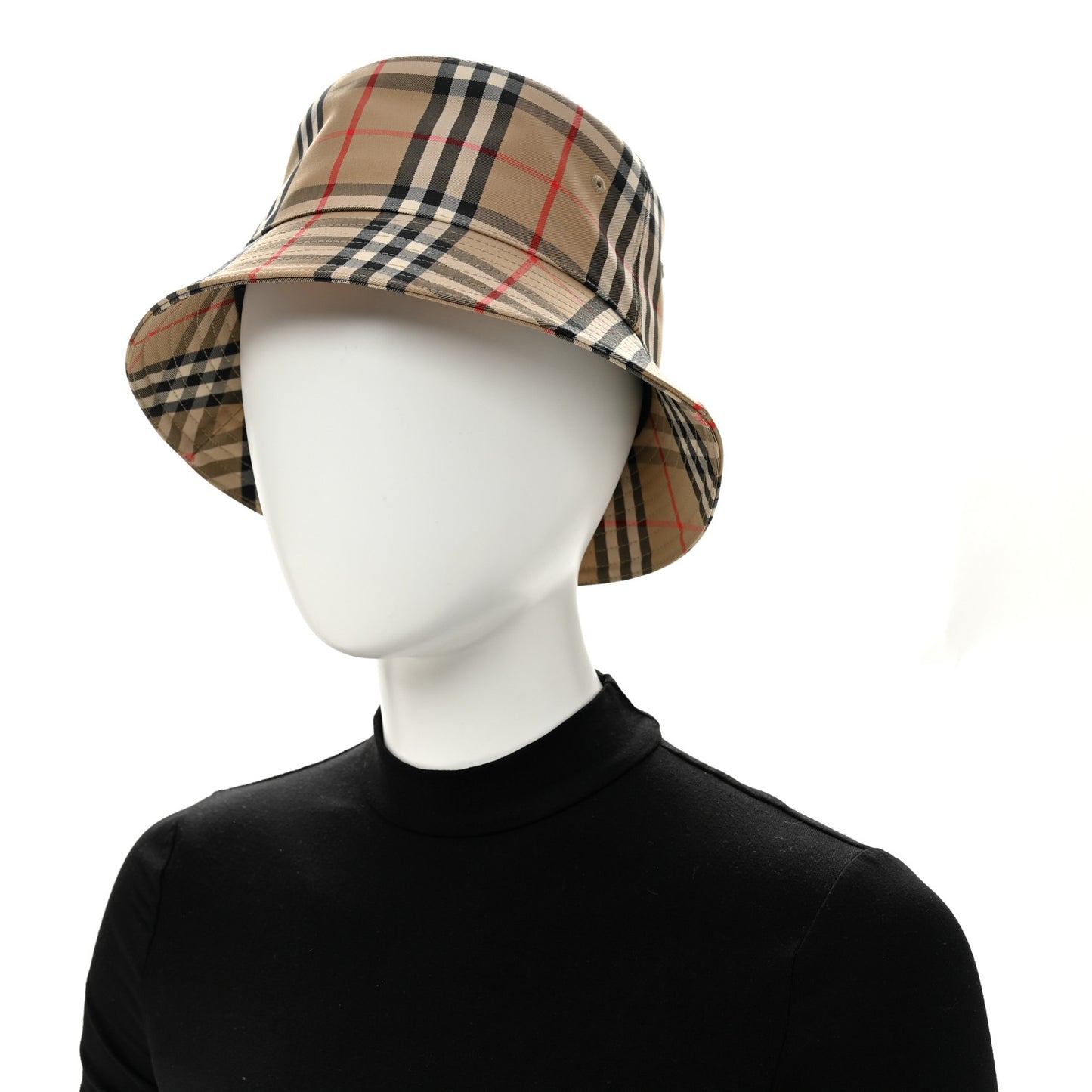 Technical Cotton Vintage Check Bucket Hat L Archive Beige