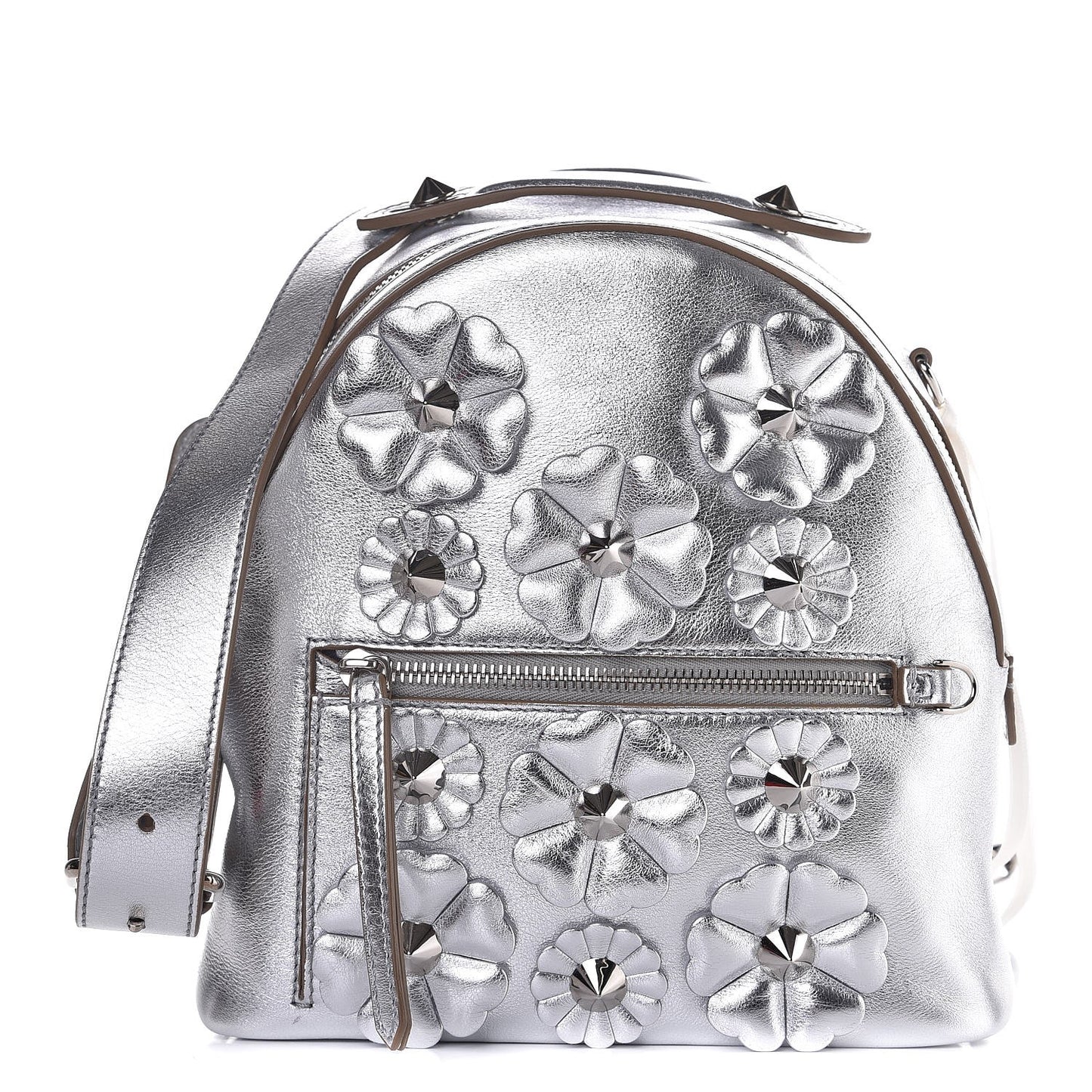 Vitello Catalan Mirror Flowerland Mini Backpack Argento