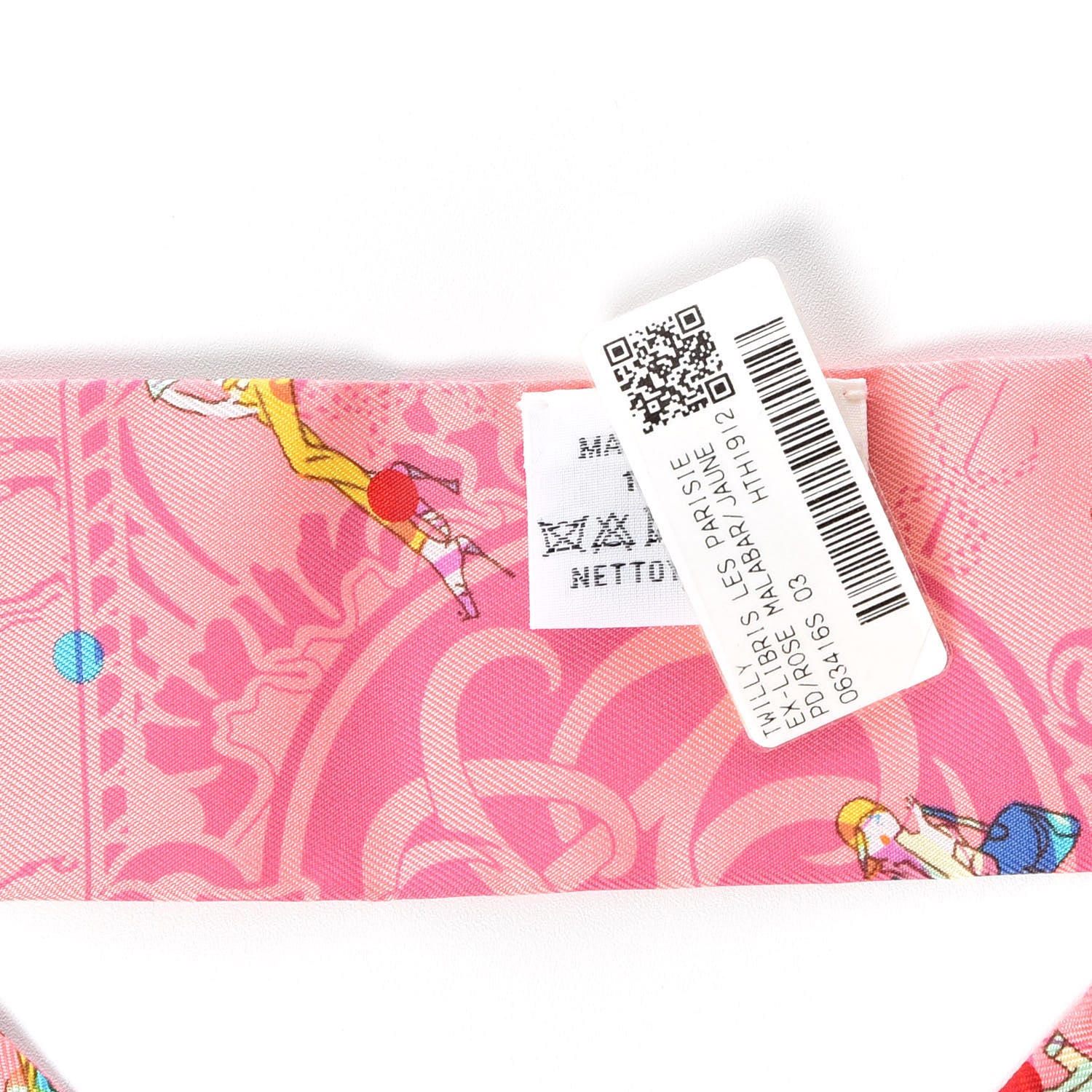 Hermes Silk Ex-Libris Les Parisie Twilly Rose Malabar Jaune 3 of 5