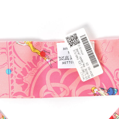 Hermes Silk Ex-Libris Les Parisie Twilly Rose Malabar Jaune 3 of 5