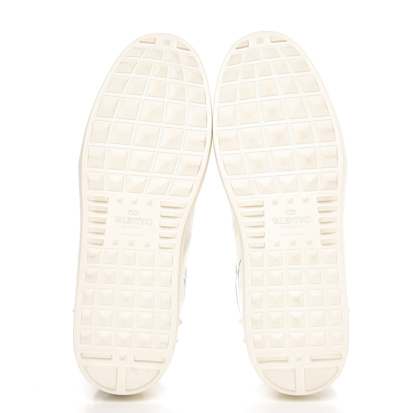 Calfskin Rockstud High Top Sneakers 39.5 White