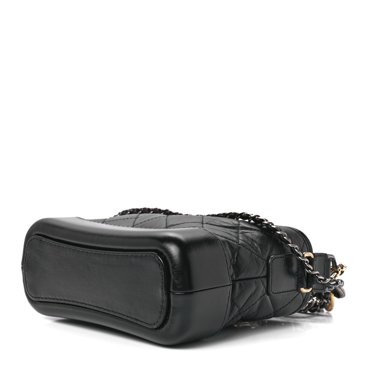 Aged Calfskin Quilted Small Gabrielle Logo Hobo Black