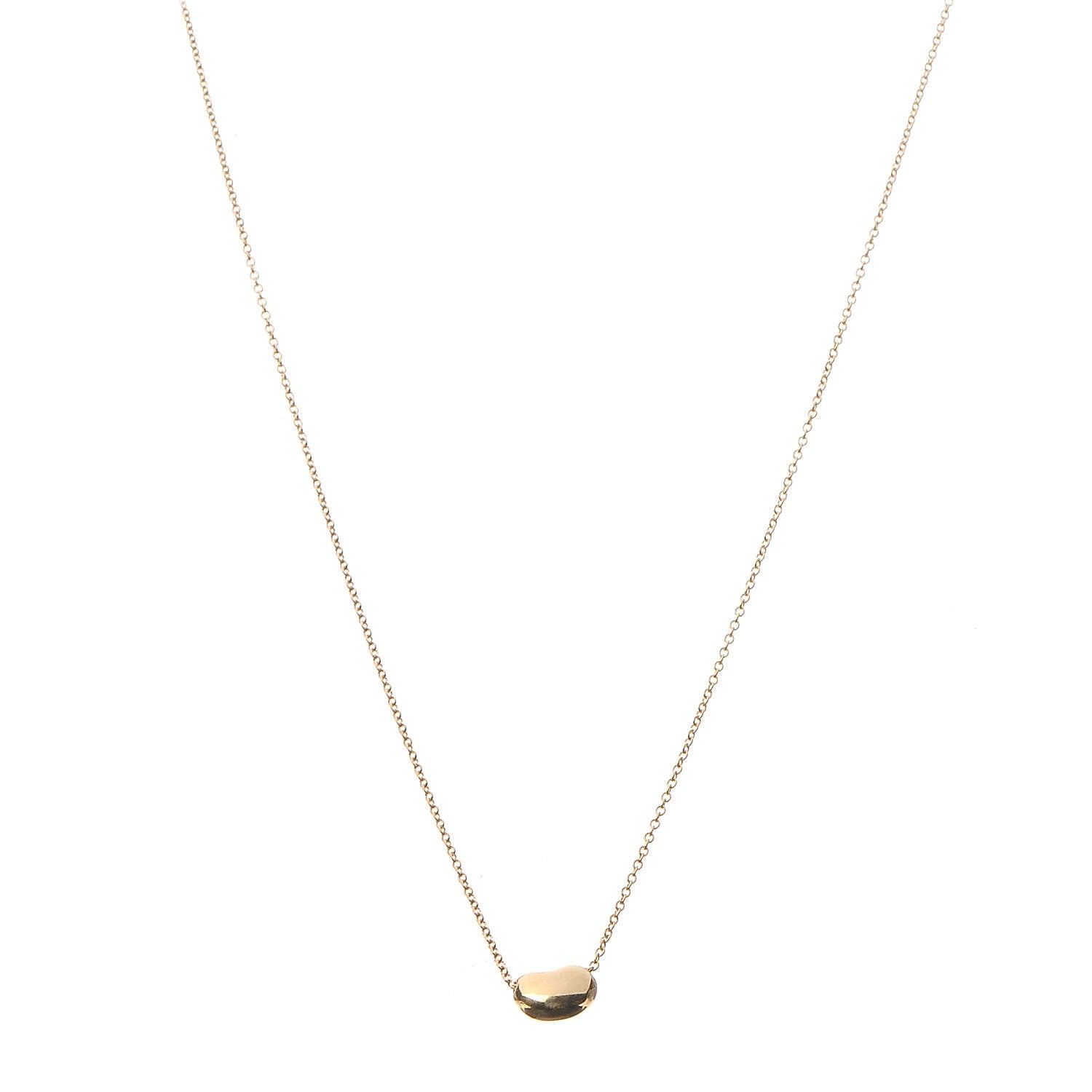 Tiffany 18K Yellow Gold 9mm Elsa Peretti Bean Pendant Necklace 1 of 8
