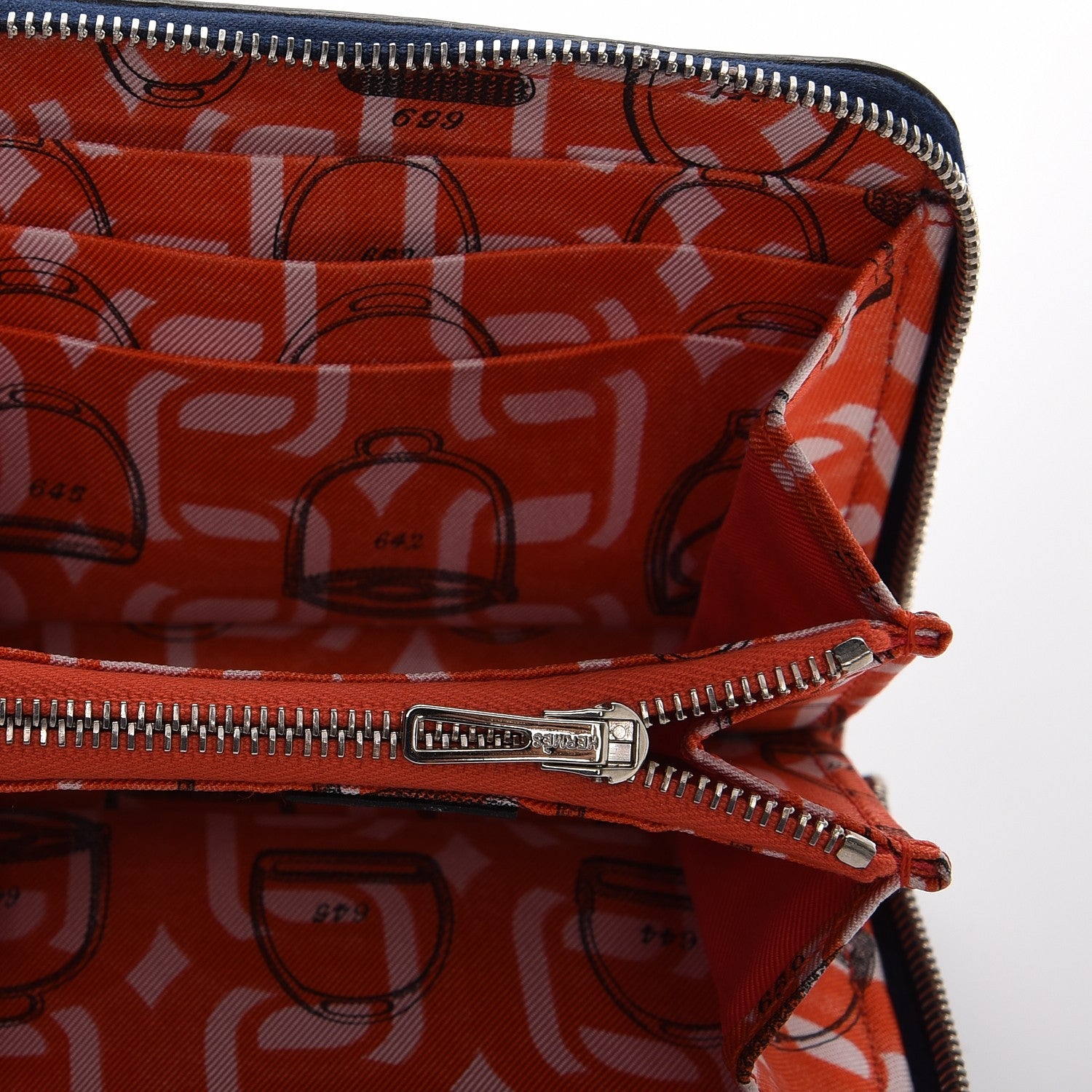 Hermes Ostrich Silk'in Compact Wallet Bleu Saphir 5 of 8