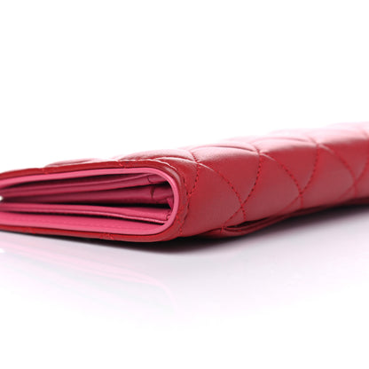 Chanel Lambskin Quilted Yen Wallet Red Pink 8 of 9
