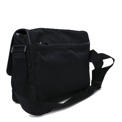 Prada Tessuto Nylon Saffiano Large Double Snap Buckle Messenger Bag Black 3 of 10