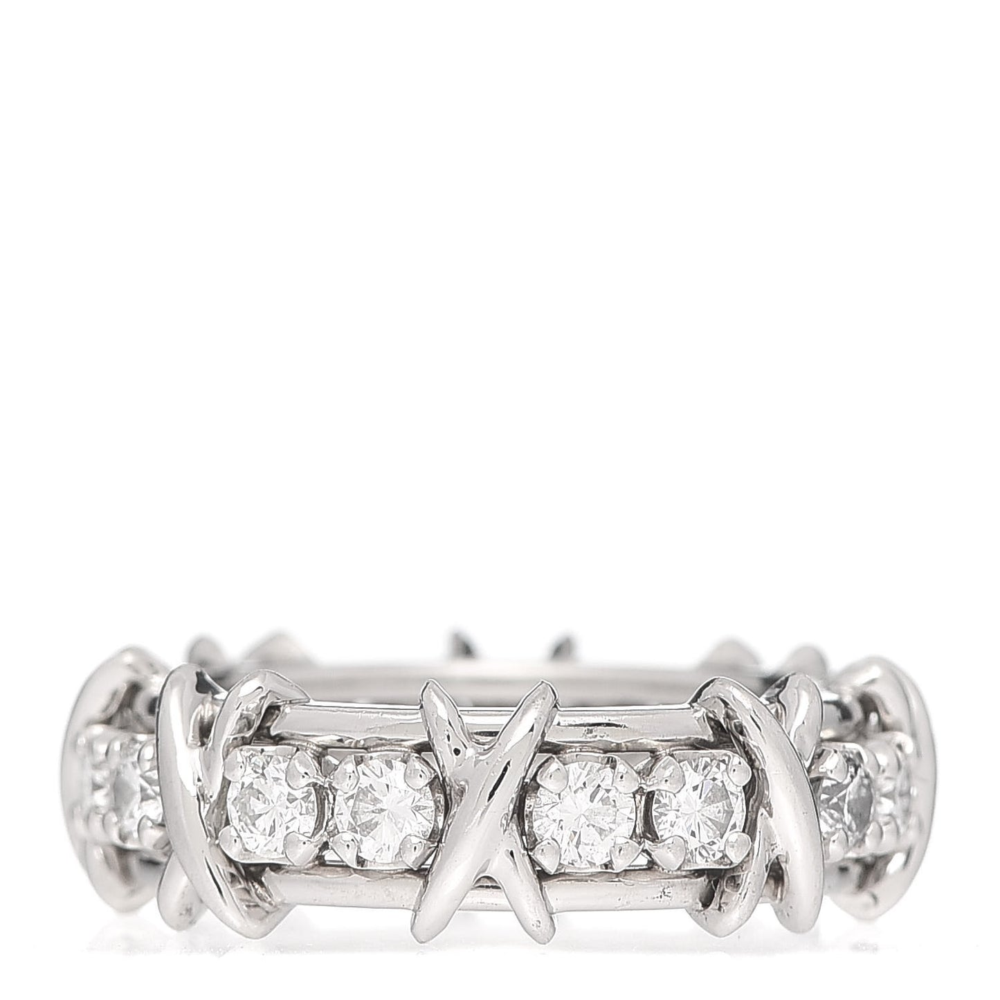 Platinum Diamond Schlumberger Sixteen Stone Ring 53 6.25