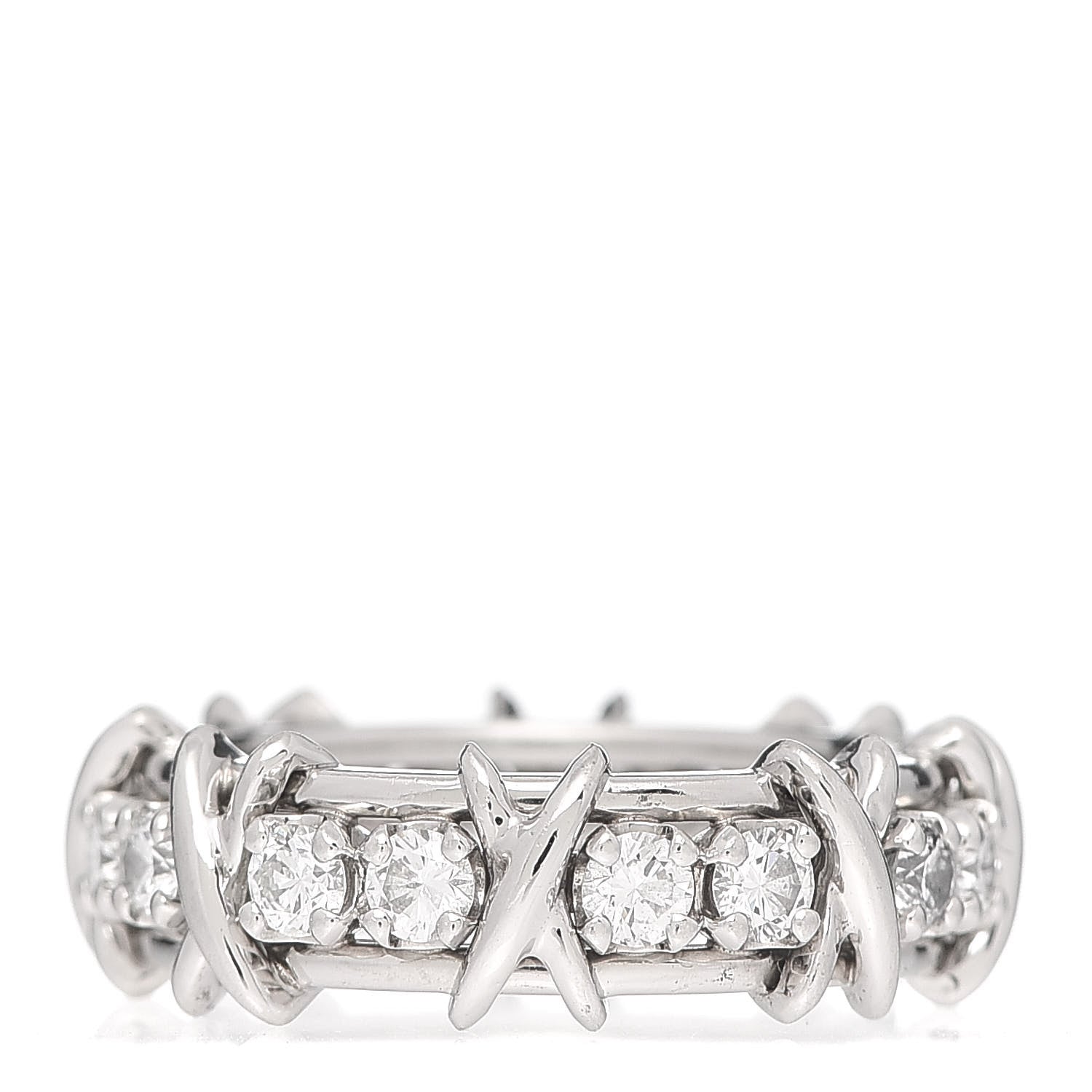 Tiffany Platinum Diamond Schlumberger Sixteen Stone Ring 53 6.25 3 of 5