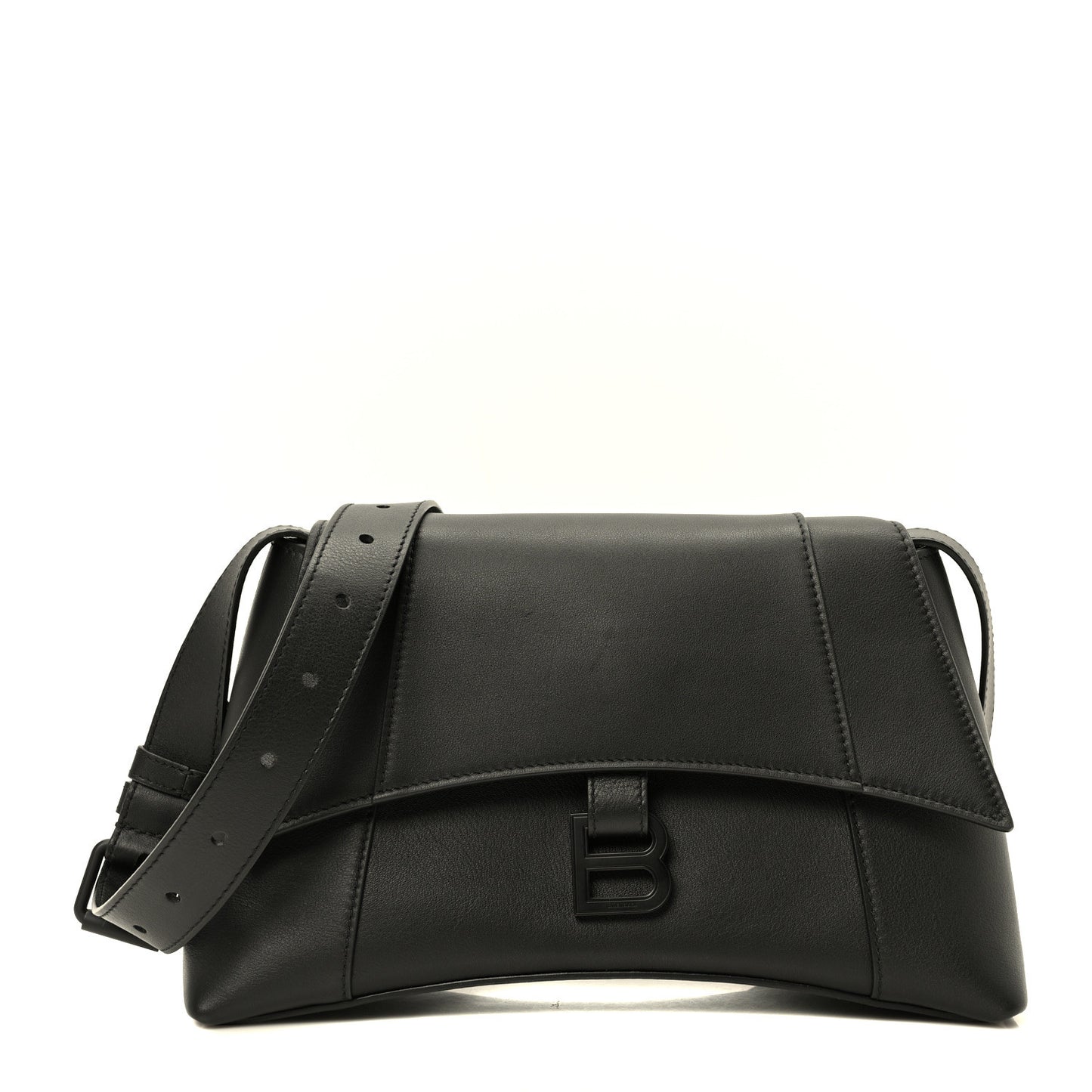 Semi Shiny Smooth Calfskin Monochrome Small Downtown Shoulder Bag Black
