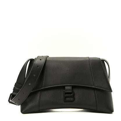 Balenciaga Semi Shiny Smooth Calfskin Monochrome Small Downtown Shoulder Bag Black 1 of 10