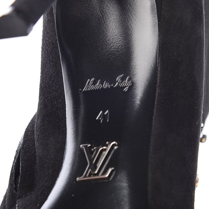 Louis Vuitton Suede Dark Muse Peep Toe Ankle Boots 41 Black 8 of 12
