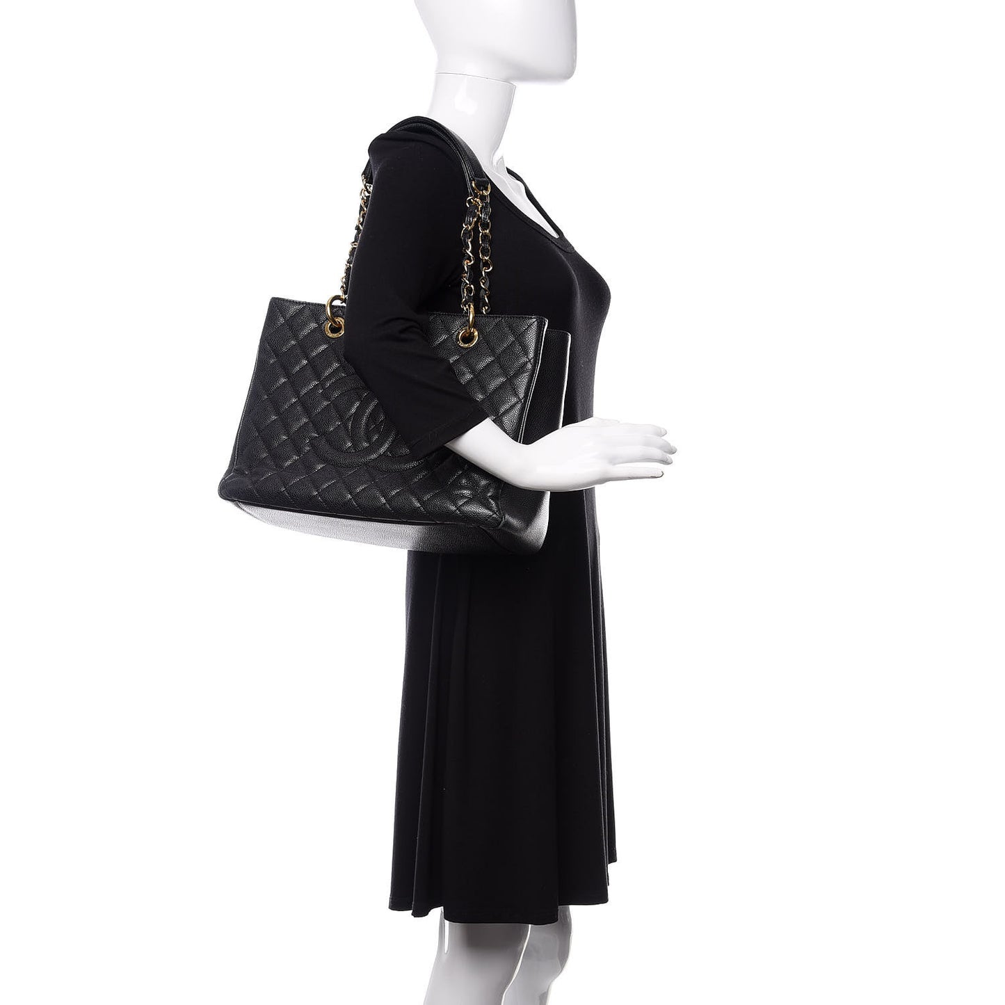 Caviar Quilted Grand Shopping Tote GST Black