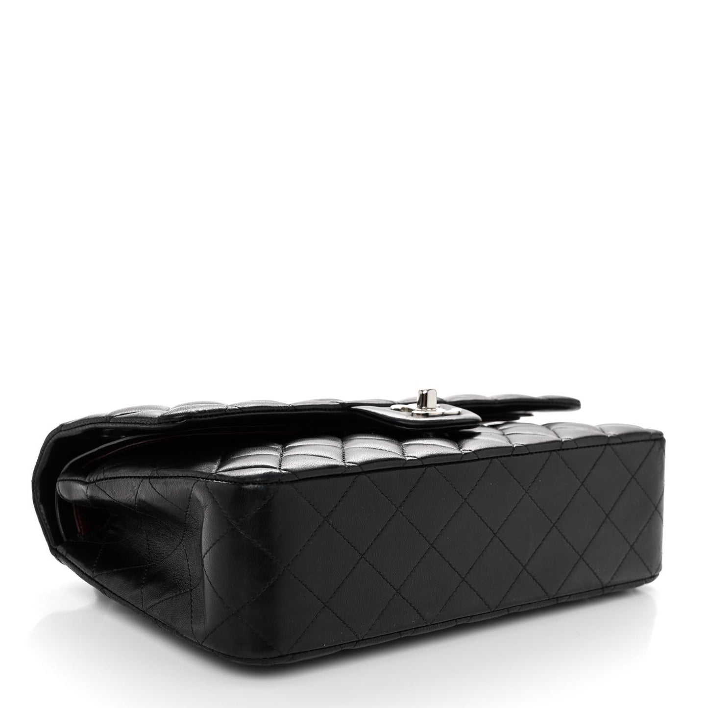 Lambskin Quilted Medium Double Flap Black