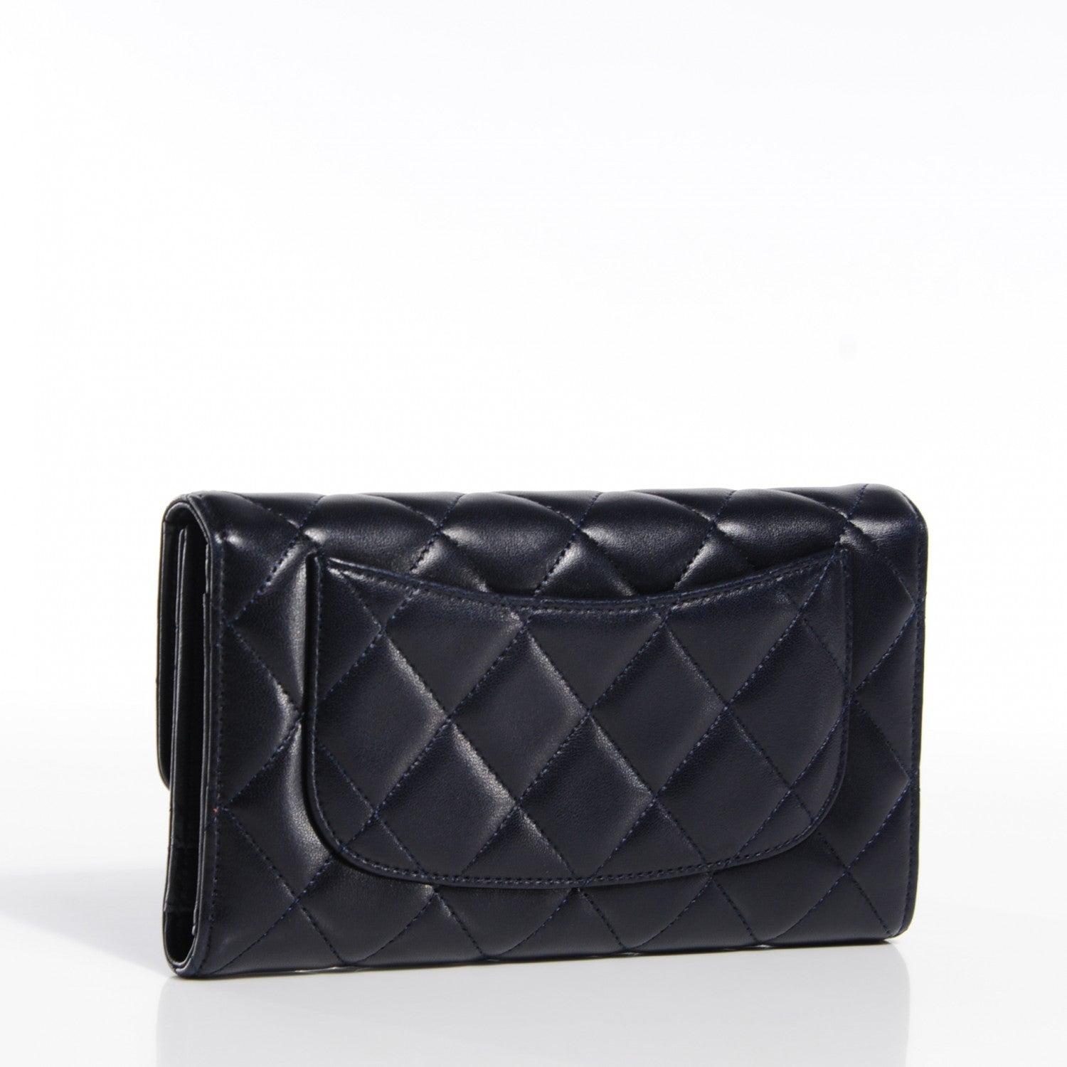 Chanel Lambskin Quilted Large Flap Wallet Navy 3 of 9