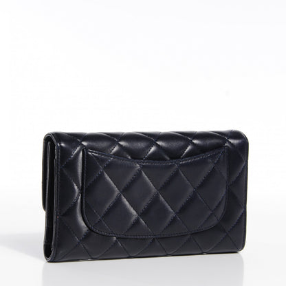 Chanel Lambskin Quilted Large Flap Wallet Navy 3 of 9