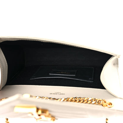 Saint Laurent Grain De Poudre Textured Mixed Matelasse Triquilt Small Monogram Satchel Crema Soft 5 of 16