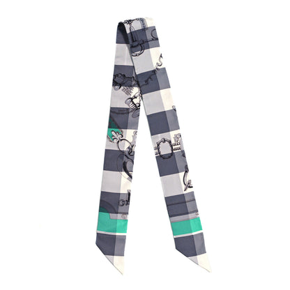Hermes Silk Mors Et Gourmettes Vichy Twilly Anthracite Menthol White 2 of 4
