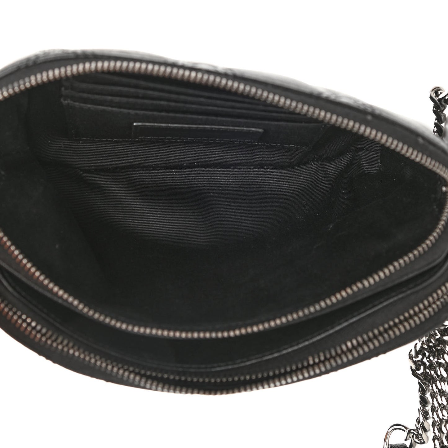 Grained Lambskin Quilted Mini Becky Double Zip Bag Black