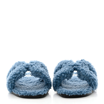 Hermes Woolskin Oran Sandals 35 Bleu 2 of 8
