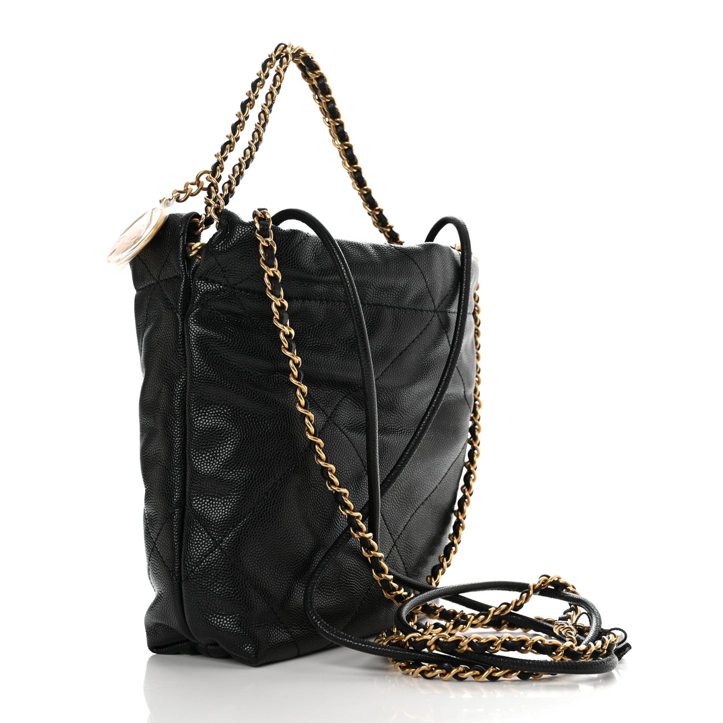 Shiny Caviar Quilted Monochrome Mini Chanel 22 Black