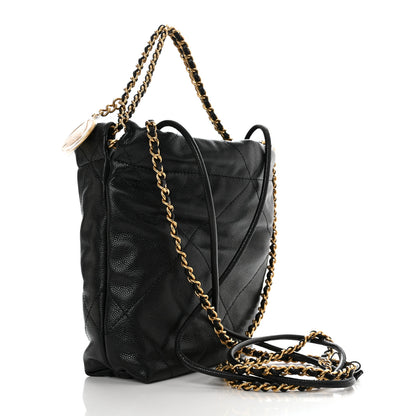 Chanel Shiny Caviar Quilted Monochrome Mini Chanel 22 Black 3 of 11