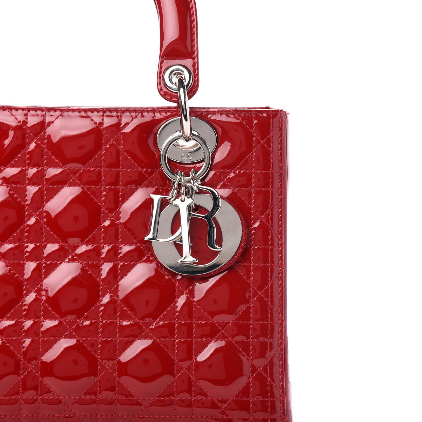 Patent Cannage Medium Lady Dior Red