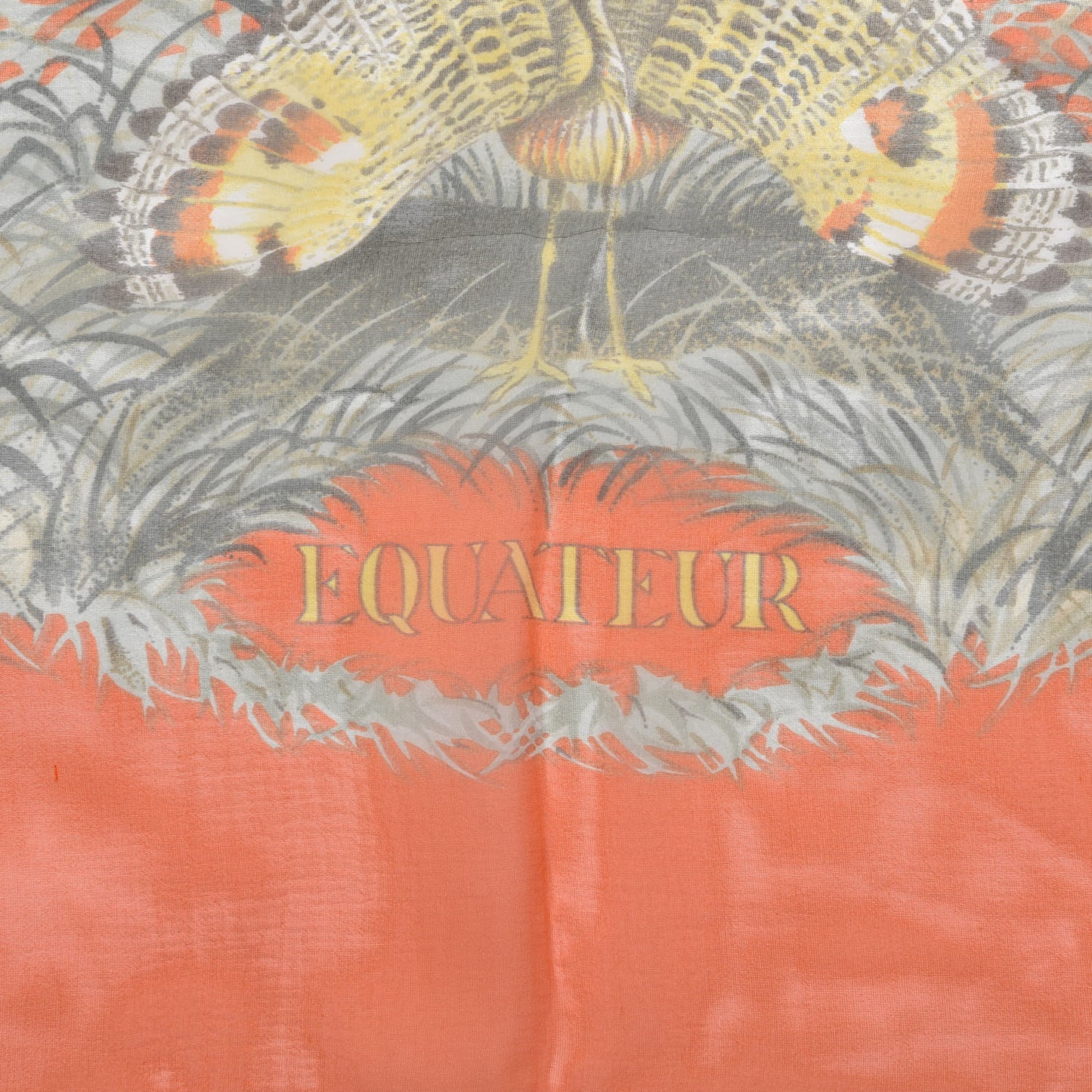 Silk Mousseline Equateur Shawl 140 Orange Vert De Gris Caramel