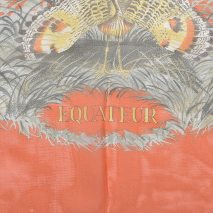 Hermes Silk Mousseline Equateur Shawl 140 Orange Vert De Gris Caramel 4 of 8