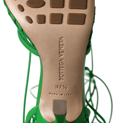 Bottega Veneta Mesh Nappa Stretch Ankle Tie 90mm Sandals 37.5 Grass 6 of 8