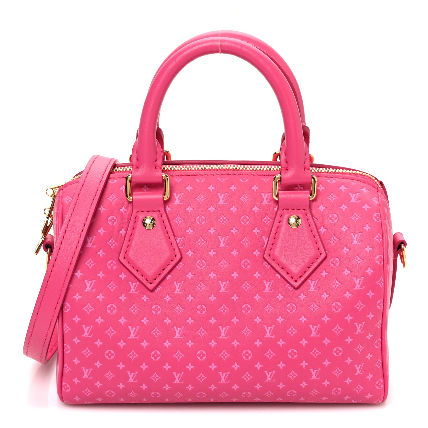 Calfskin Nanogram Embossed Speedy Bandouliere 20 Rose