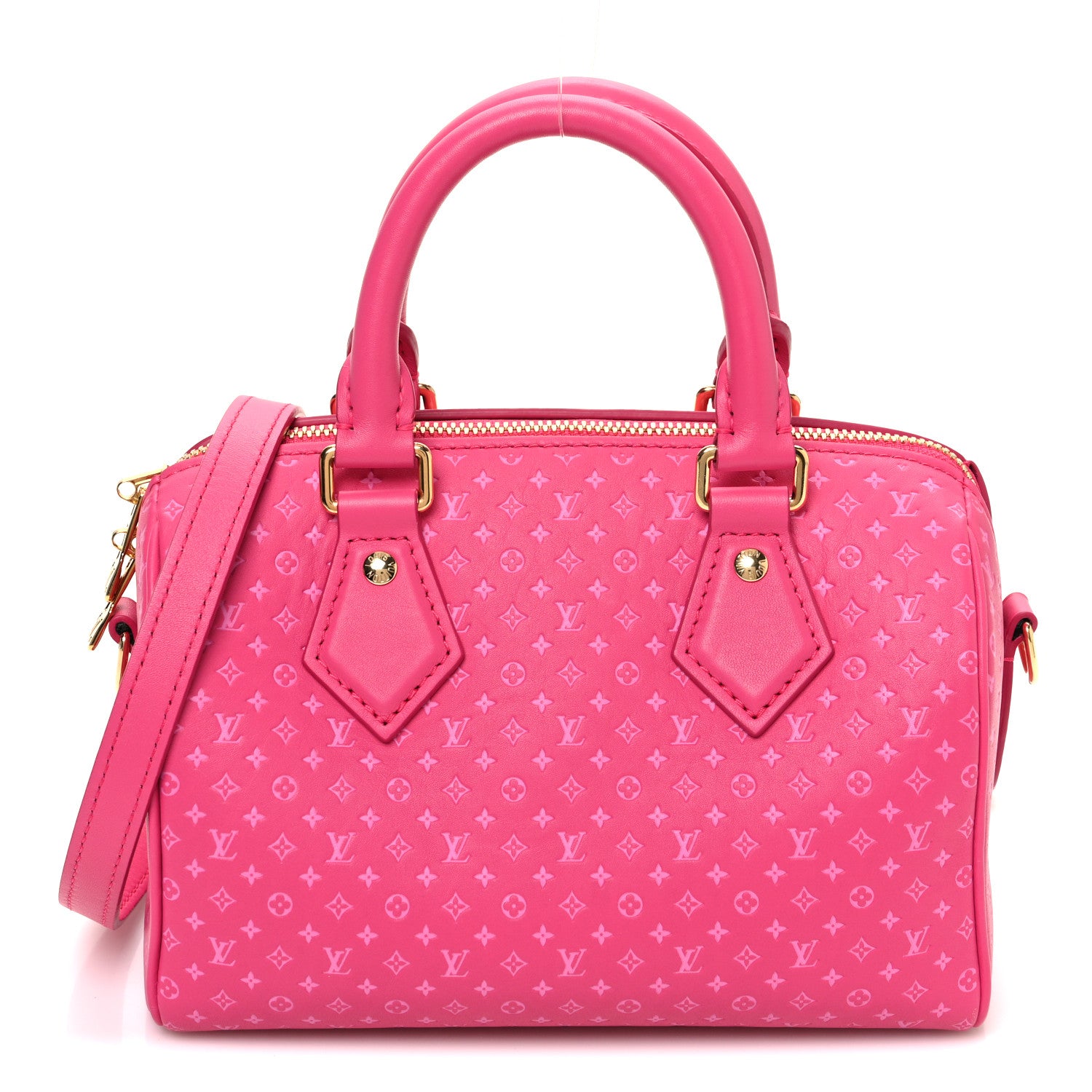 Louis Vuitton Calfskin Nanogram Embossed Speedy Bandouliere 20 Rose 1 of 9