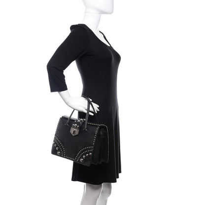 Prada Saffiano Studded Double Zip Tote Black 2 of 9