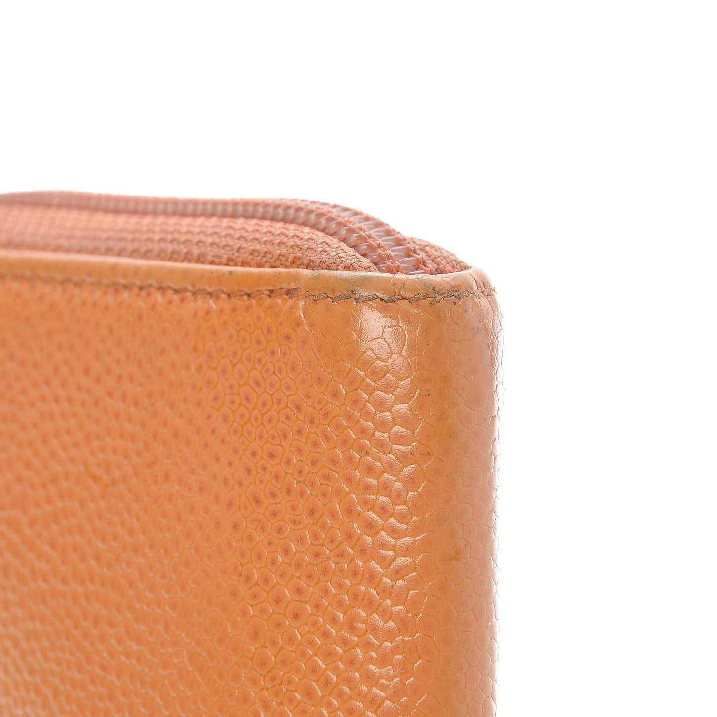 Caviar Large CC Timeless Zip Around Organizer Wallet Orange