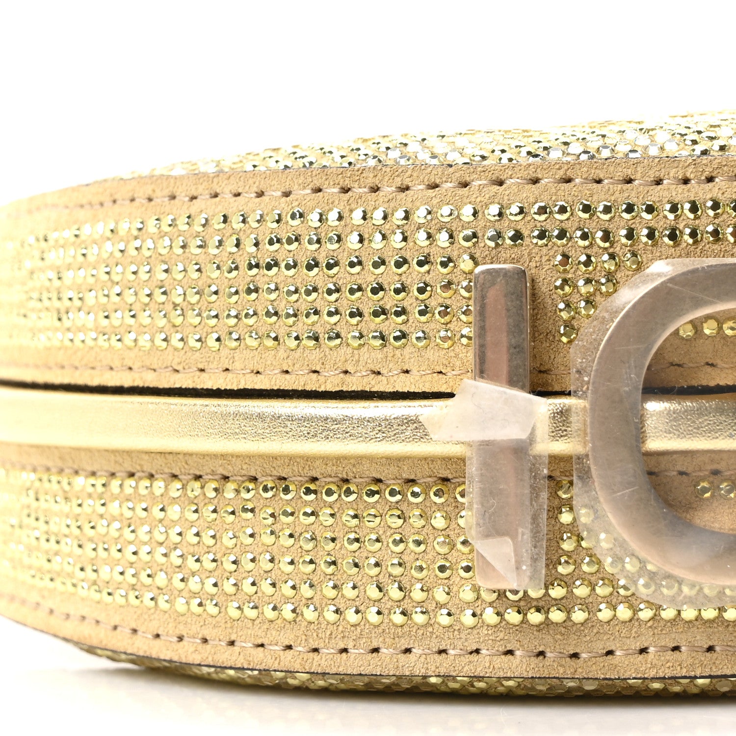Fendi Crystal Vitello Laminato Suede FF Nano Fendigraphy Hobo Charm Platino 16 of 18