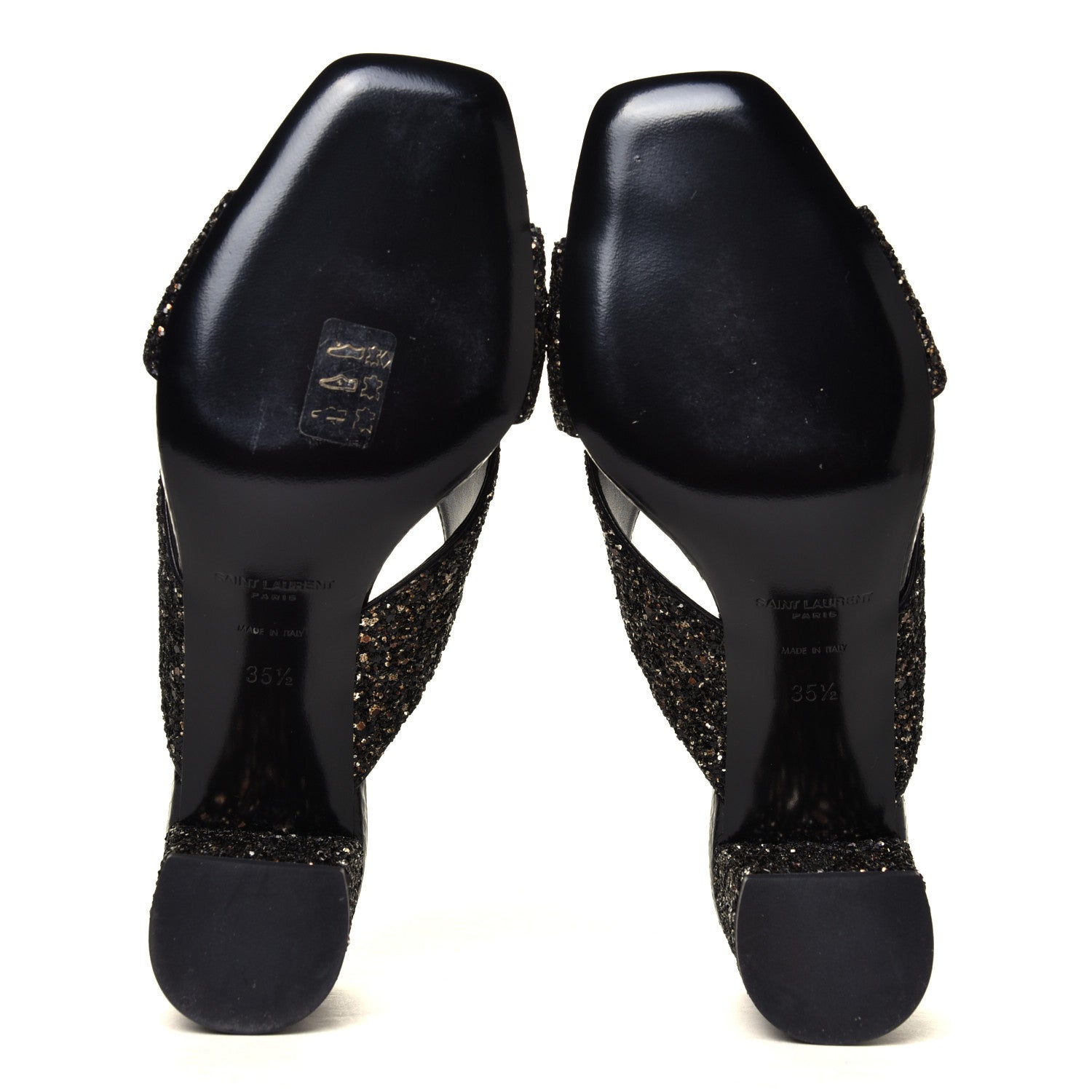 Saint Laurent Glitter LouLou Mules 35.5 Black 6 of 6