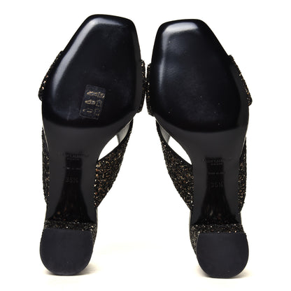 Saint Laurent Glitter LouLou Mules 35.5 Black 6 of 6