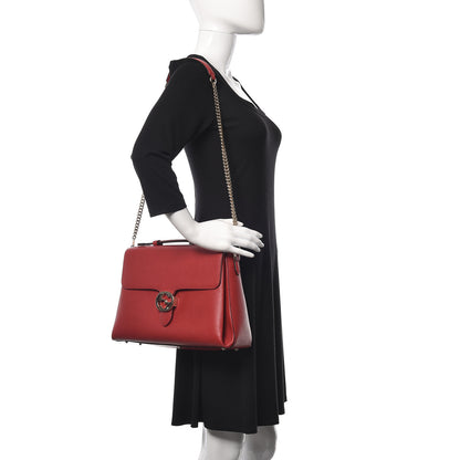 Gucci Dollar Calfskin Medium Interlocking G Top Handle Shoulder Bag Red 2 of 10