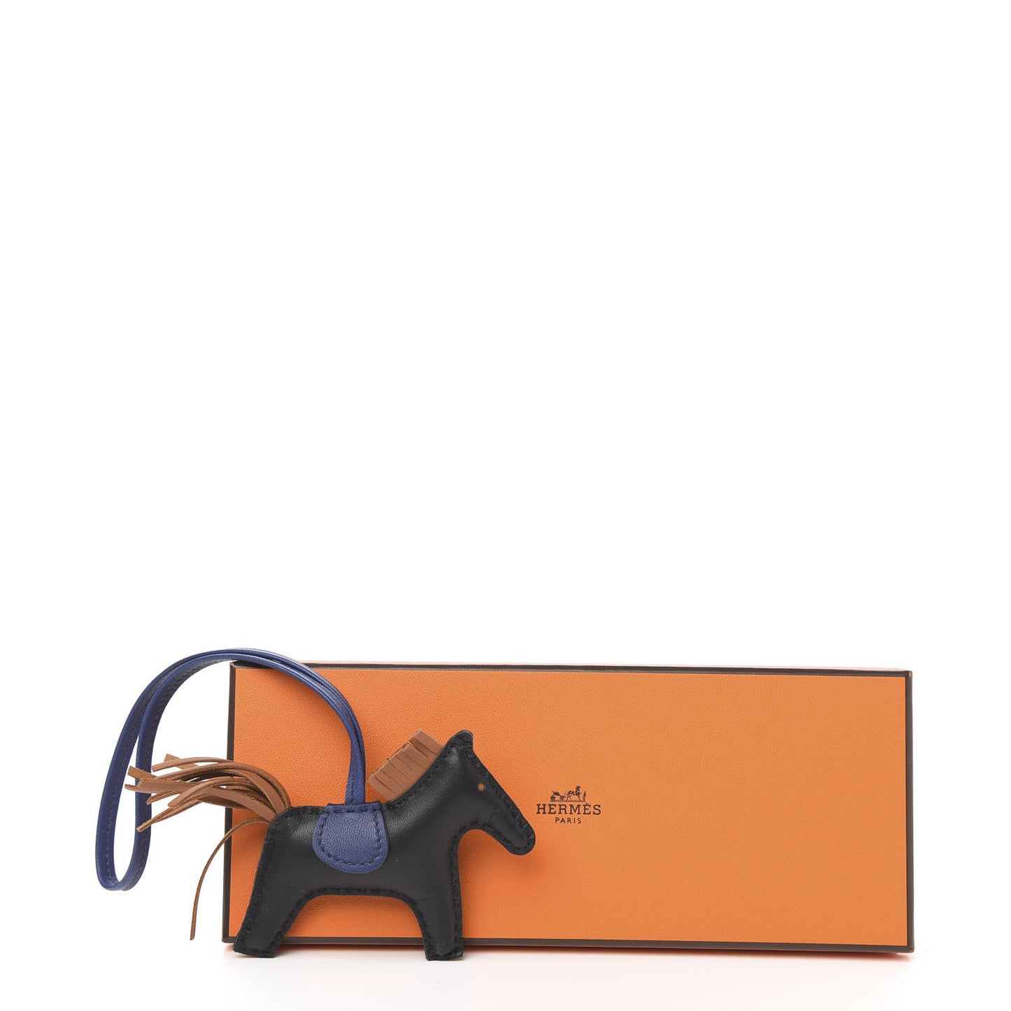 Milo Lambskin Grigri Rodeo Horse Bag Charm PM Black Bleu Saphir Gold
