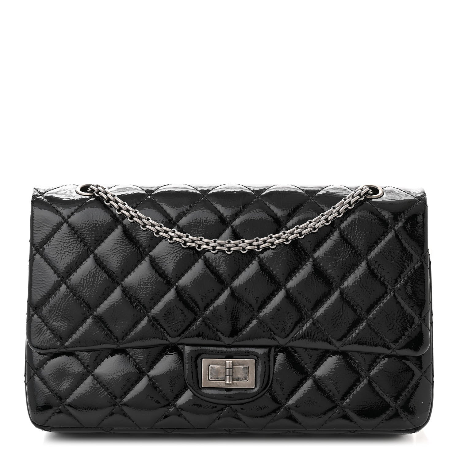 Chanel Distressed Patent Quilted 2.55 Reissue 227 Flap Black 1 of 12