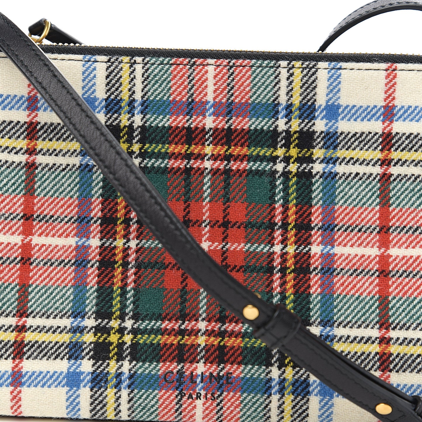 Tartan Felt Plaid Small Trio Crossbody Bag Red Blue