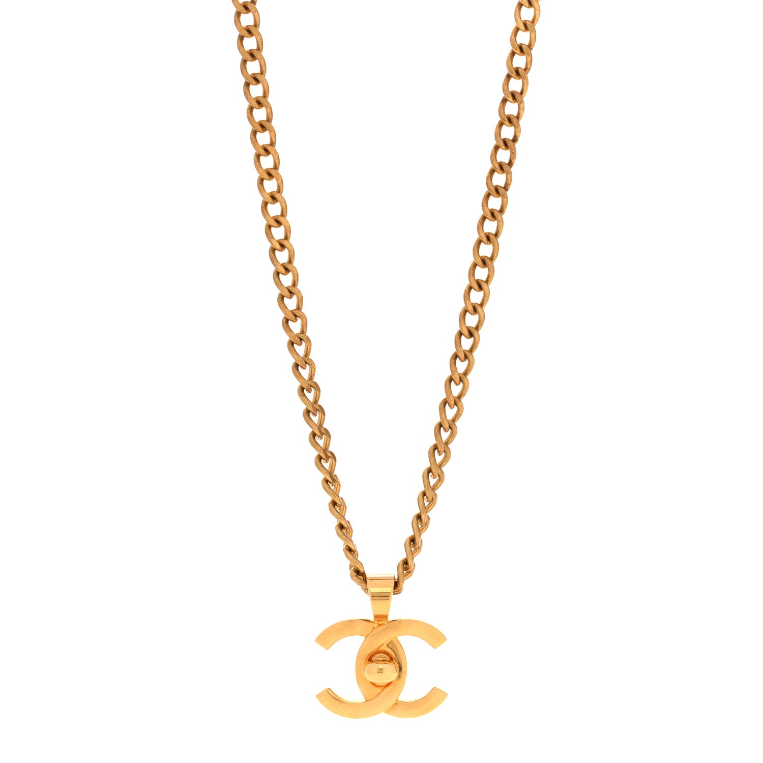 Chanel Quilted CC Pendant Chain Necklace Gold 1 of 7