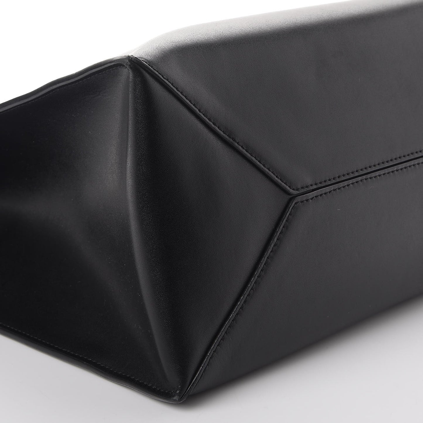 Calfskin Logo Debossed Medium Shopper Tote Black