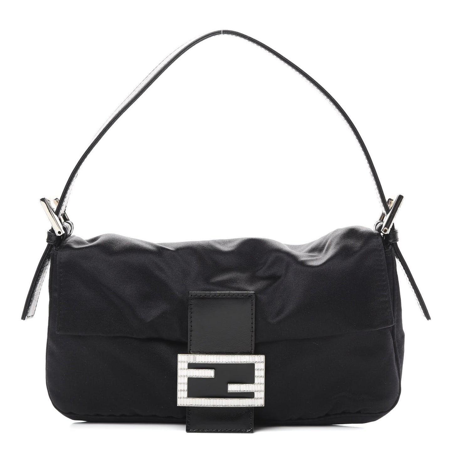 Satin Crystal Baguette Black