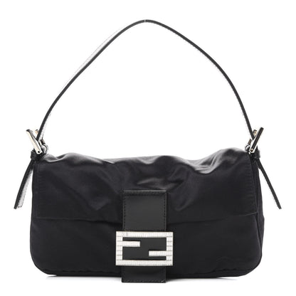 Fendi Satin Crystal Baguette Black 1 of 12