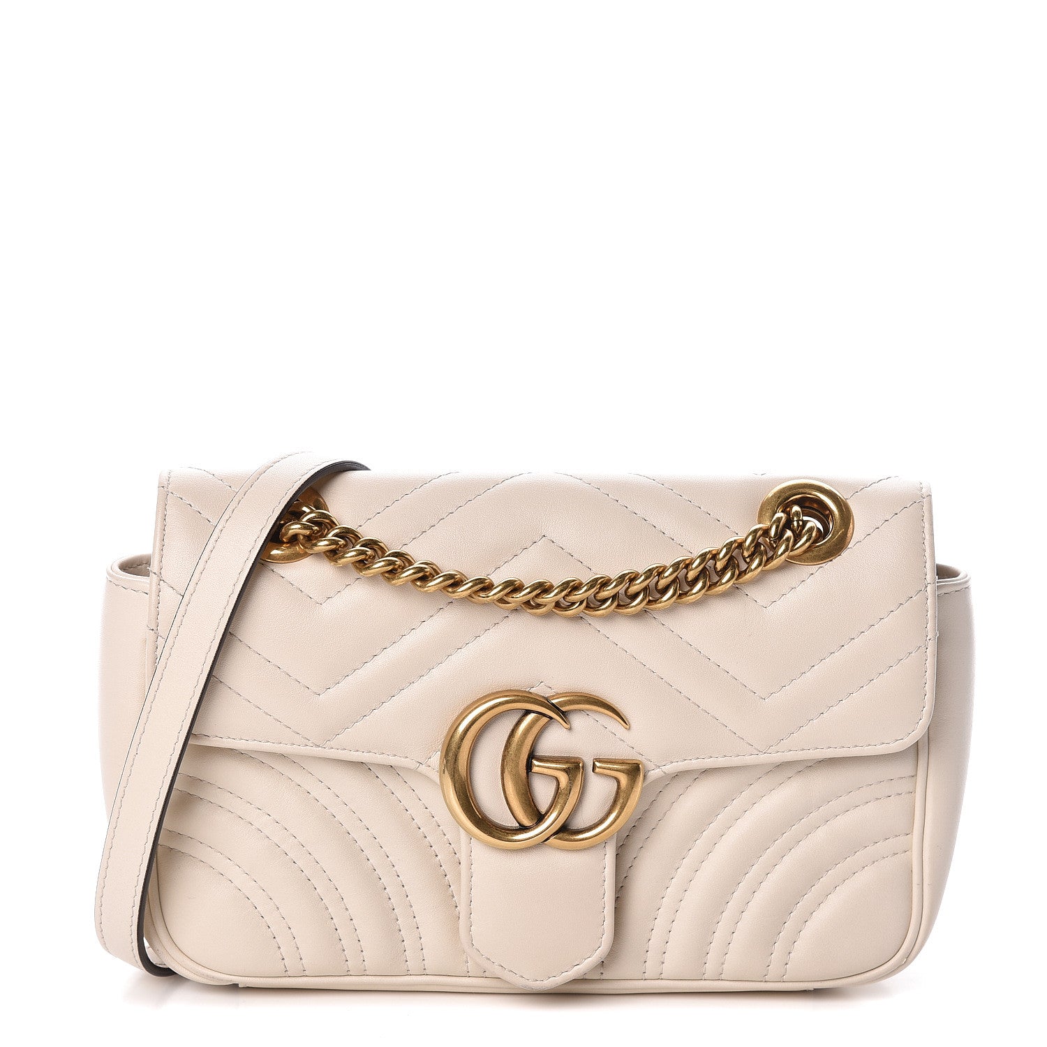 Gucci Calfskin Matelasse Mini GG Marmont Shoulder Bag White 1 of 10