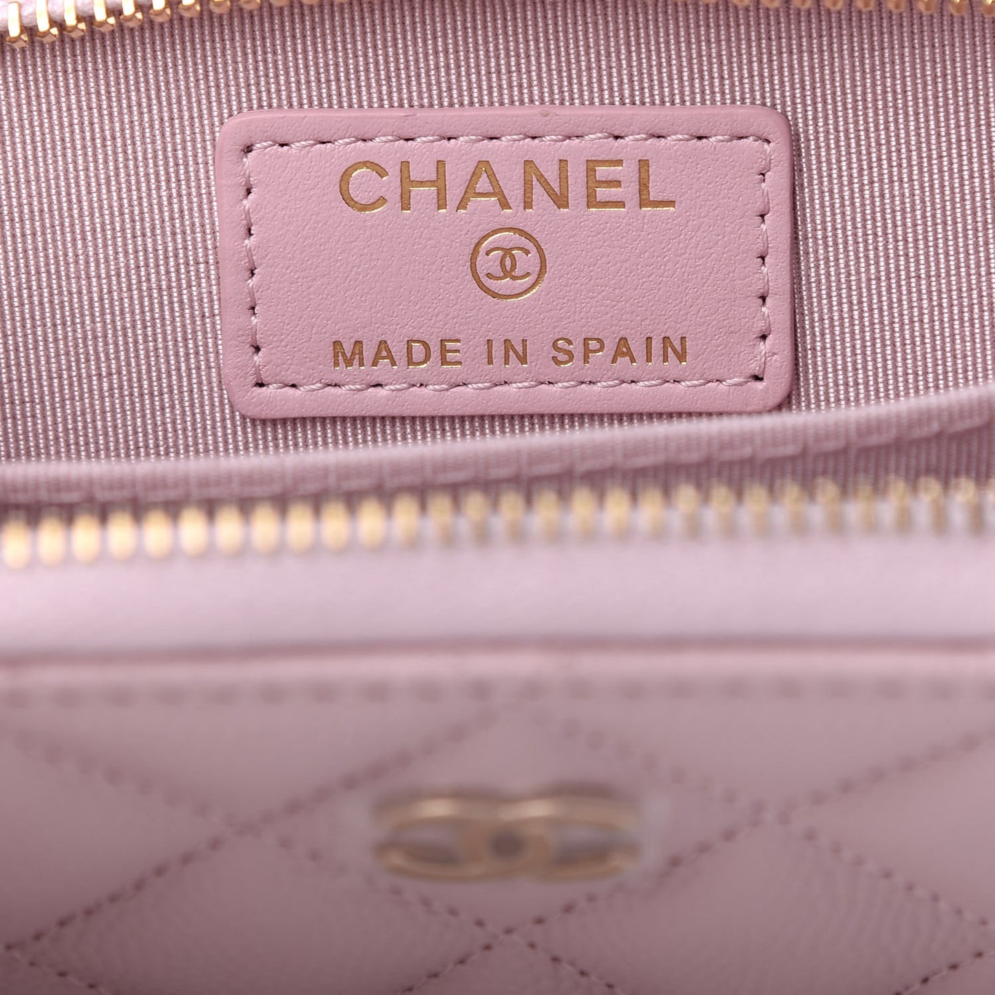 Caviar Quilted Zip Coin Purse Light Pink
