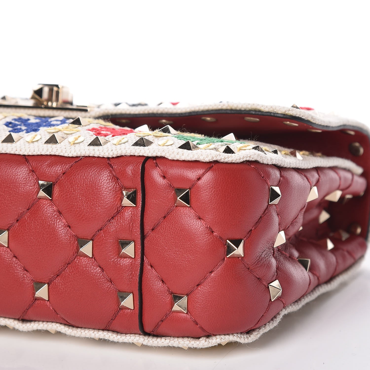 Valentino Garavani Canvas Sequin Embroidered Small Rockstud Spike Shoulder Bag Multicolor 6 of 9