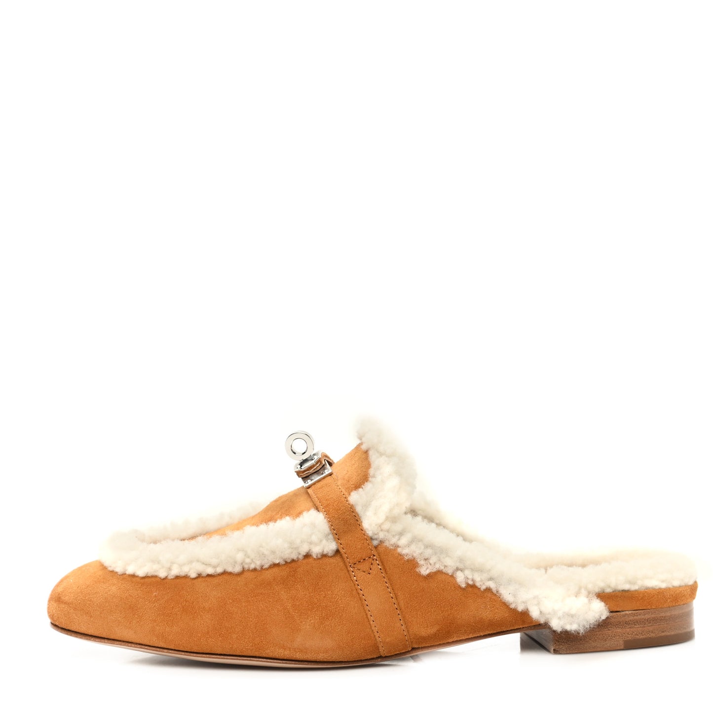 Suede Goatskin Shearling Womens Oz Mules 37.5 Natural Ecru